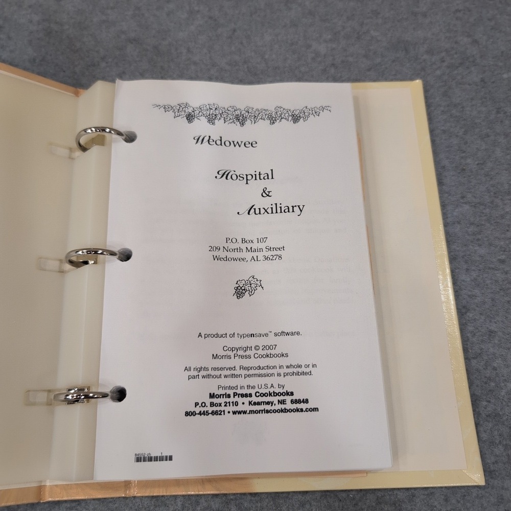 Wedowee Hospital & Auxiliary Recipes Cookbook 2007 Morris Press Alabama VG+ - Picture 3 of 3